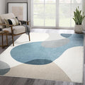 Abani Deco Collection Area Rug - Cream/Blue Mid-Century Design -5'3" x 7'6"(5'x8') - Easy to Clean - Durable for Kids and Pets - Non-Shedding - Medium Pile - for Living Room, Bedroom & Office