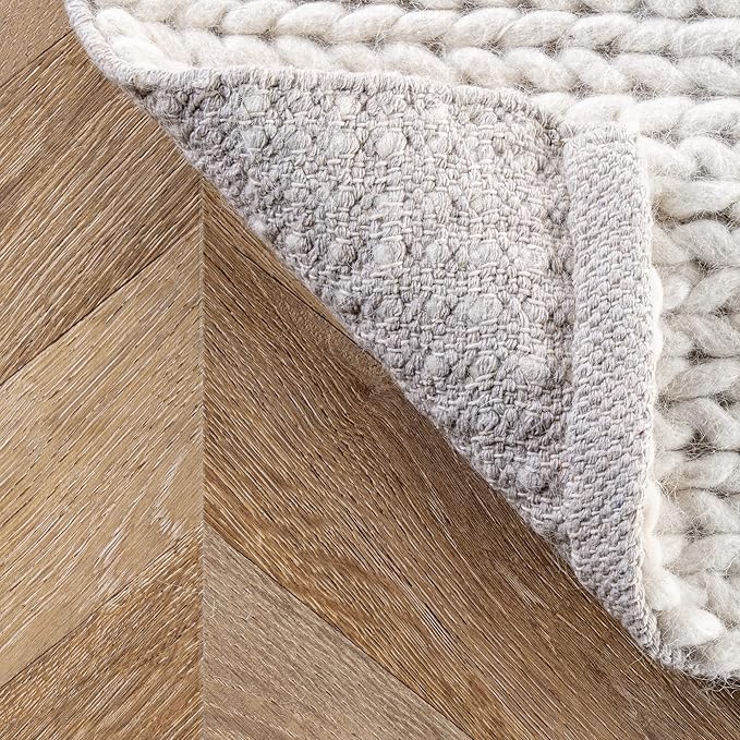 Nuloom Penelope Off-White/Ivory, 10' Square, Hand-Braided, Wool & Cotton, Soft and Textured, High Traffic, Stain Resistant, Easy Clean, Durable Area Rug for Bedroom, Living Room, Dining, Entryway
