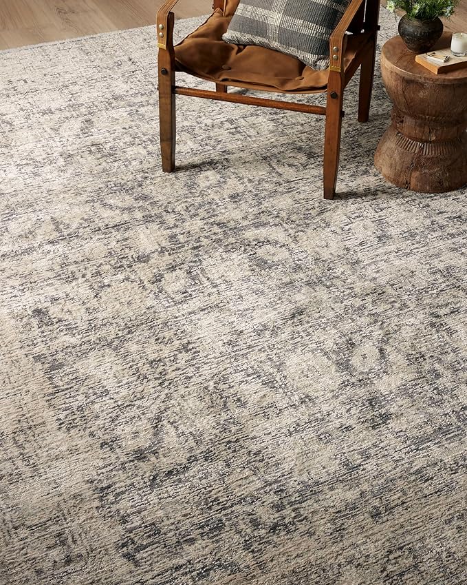 Loloi Amber Lewis Alie Collection ALE-05 Charcoal/Beige 5'-3'' x 5'-3'', .13'' Pile Height, Round Area Rug