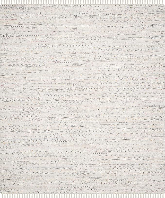 SAFAVIEH Rag Rug Collection Area Rug - 10' x 14', Ivory & Multi, Handmade Boho Stripe Cotton, Ideal for High Traffic Areas in Living Room, Bedroom (RAR121G)