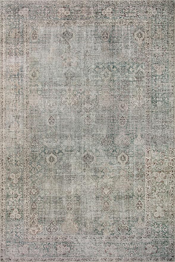 Loloi Chris Loves Julia Jules Collection JUL-08 Emerald/Antique Ivory 9'-6'' x 14', .13" Pile Height, Area Rug