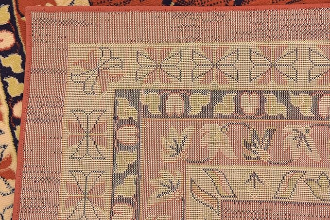 Unique Loom Taftan Collection Border Geometric Tribal Inspired Design Area Rug (8' 0 x 8' 0 Square, Terracotta/ Ivory)