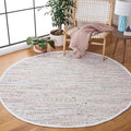 SAFAVIEH Rag Rug Collection 7' Round Ivory/Multi RAR121G Handmade Boho Stripe Cotton Area Rug