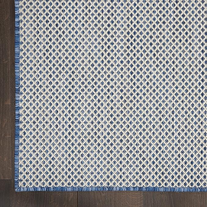 Nourison Home Courtyard Ivory Blue 6' x 9' Area Rug - Easy Clean, Non Shedding, Bed Room, Living Room, Dining Room, Kitchen (6' x 9')