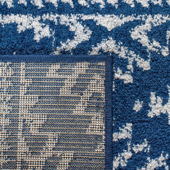 SAFAVIEH Tulum Collection Area Rug - 3' Square, Navy & Ivory, Moroccan Boho Tribal Design, Non-Shedding & Easy to Clean, Ideal for Entryway, Foyer, Accent Space, Bedroom (TUL272N)