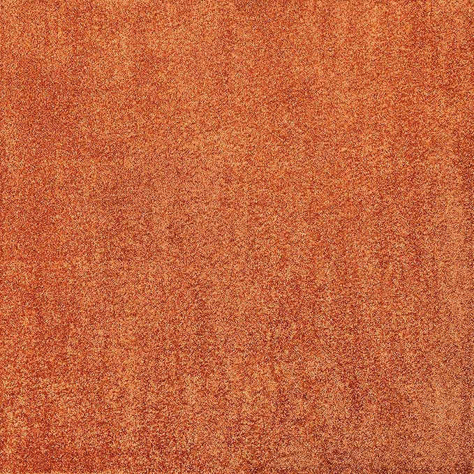 Eyely UES100M-6SQ Haze Solid Low-Pile Orange 6' Square Area Rug, Pet Friendly, Stain Resistant, Easy Cleaning, for Bedroom, Living Room, Kitchen