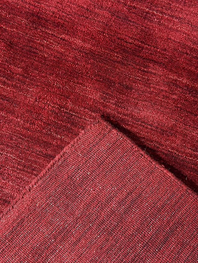 Hand Knotted Loom Wool ECO-Friendly Area Rugs - 6'x9', Rectangle, Dark Red Color, Solid Plain Design, High Pile Handmade Anti Skid Area Rugs for Living Room, Bed Room (L00111)