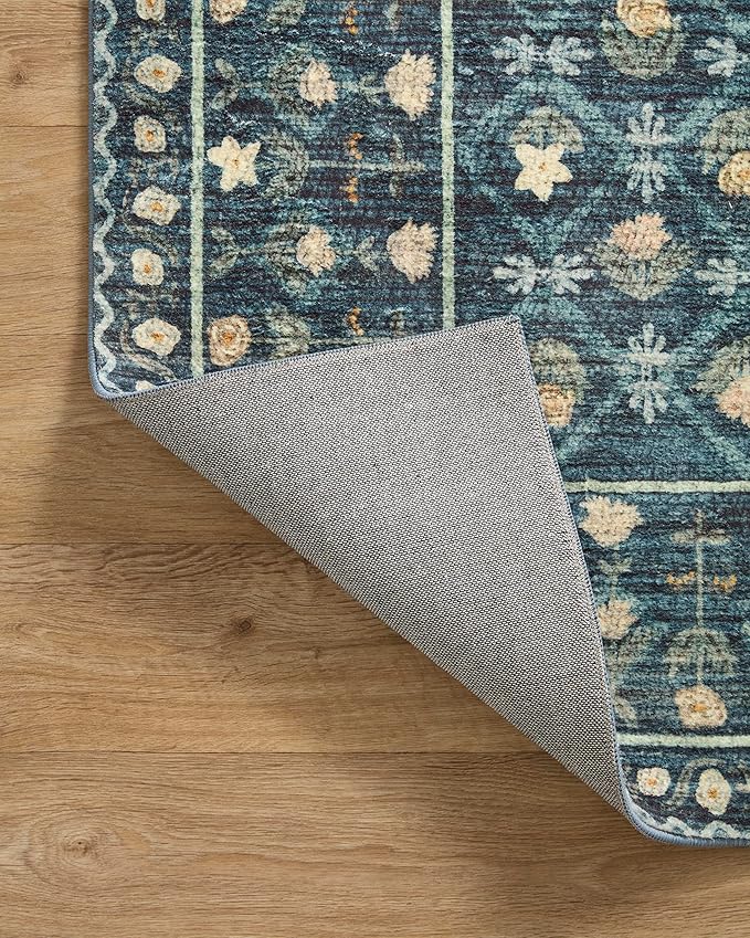 Loloi Rifle Paper Co. Eden Collection EDE-03 Lattice Indigo 3'-6" x 5'-6" Accent Rug feat. CloudPile™