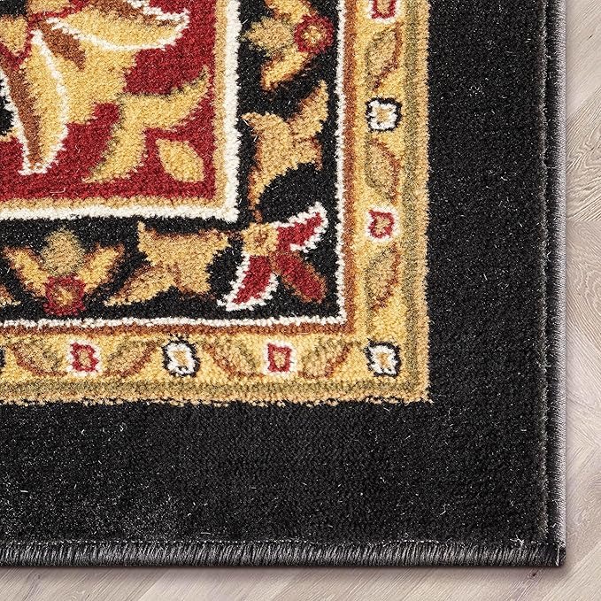 Well Woven Barclay Collection Medallion Kashan Black 6x9 Area Rug - for Living Room, Bedroom, and Dining Room