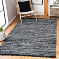 SAFAVIEH Rag Rug Collection Accent Rug - 3' x 5', Black, Handmade Boho Stripe Cotton, Ideal for High Traffic Areas in Entryway, Living Room, Bedroom (RAR121Z)