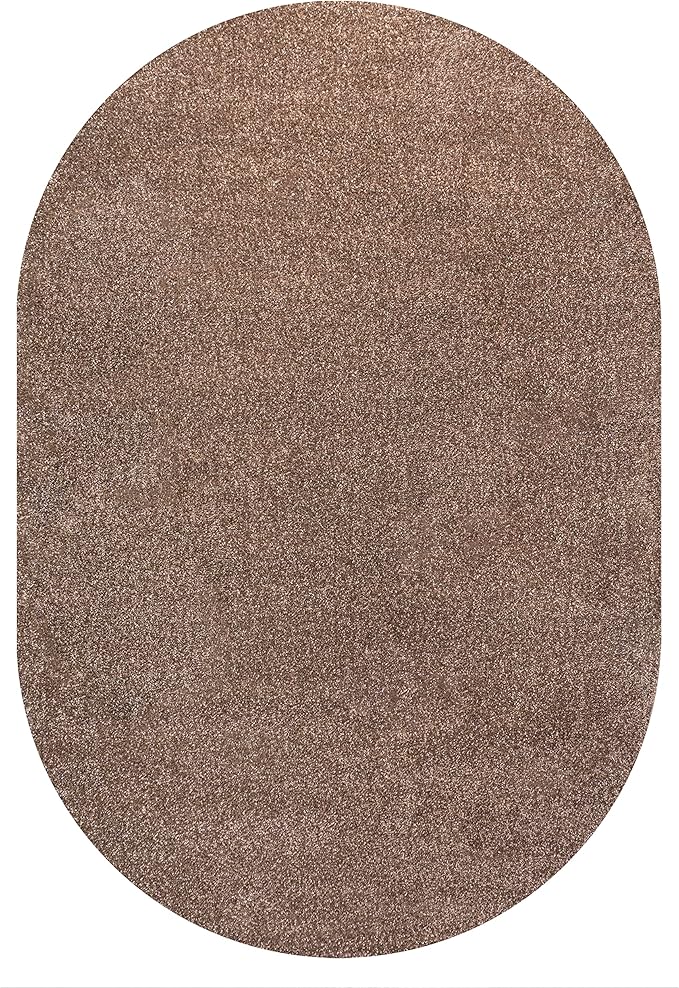 Eyely UES100J-6OV Supersoft Haze Solid Low-Pile Indoor Area Rug, Coastal, Bohemian, Minimalist, Classic, Casual for Bedroom,Kitchen,Living Room,Non Shedding,Easy-Washing, Brown, 6 X 9 Oval