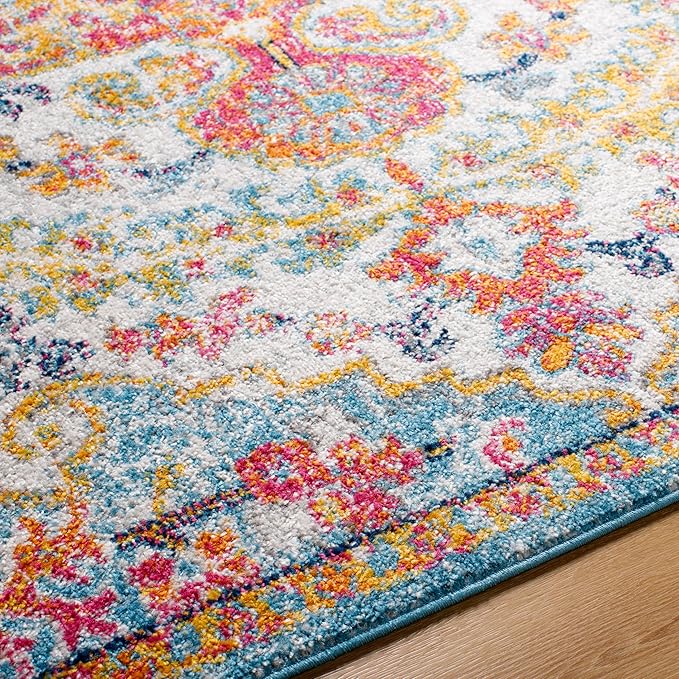 Livabliss Odelia Vintage Bohemian Area Rug,9' x 12'6",Orange/Aqua