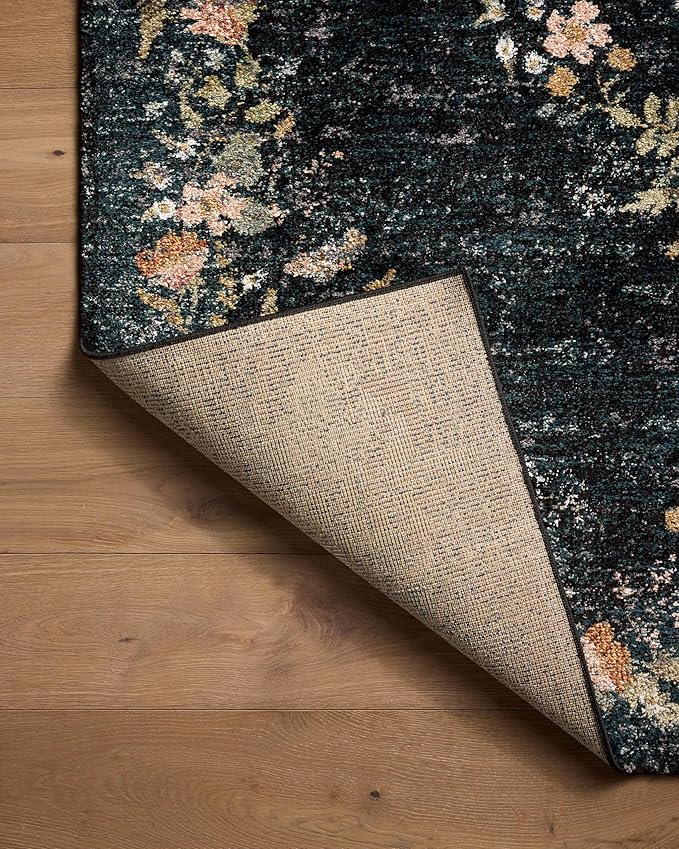 Loloi Rifle Paper Co. Laurel Collection LAU-01 Dark Navy 2'-8" x 4' Accent Rug