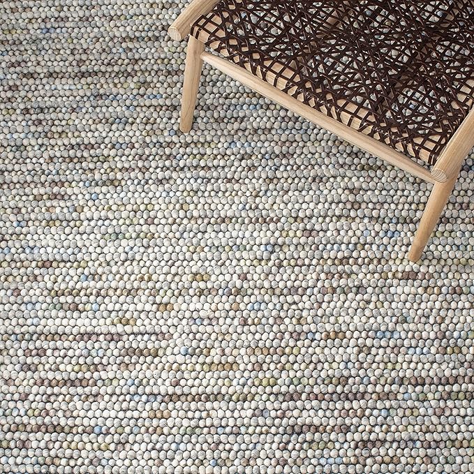 Safavieh Natura Collection Accent Rug - 3' Square, Ivory & Multi, Handmade Wool Blend, Textured Design, Ideal for Living Room, Bedroom, Dining Space (NAT620D)