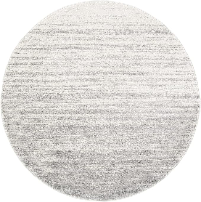 SAFAVIEH Adirondack Collection Area Rug - 5' Round, Ivory & Silver, Modern Ombre Design, Non Shedding & Easy to Clean, Ideal for Living Room, Bedroom, Office, Dining Space (ADR113B)