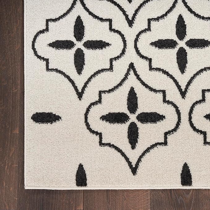 Nourison Home Nourison Essentials Ivory Black 8' x 10' Area Rug - Easy Clean, Non Shedding, Bed Room, Living Room, Dining Room, Kitchen (8' x 10')