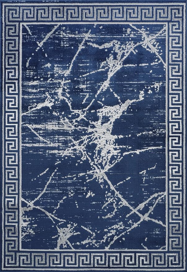 GLORY RUGS Area Rugs Marble 8x10 Navy Gray Carpet Modern Abstract Rug Living Room Dining Bedroom Rug