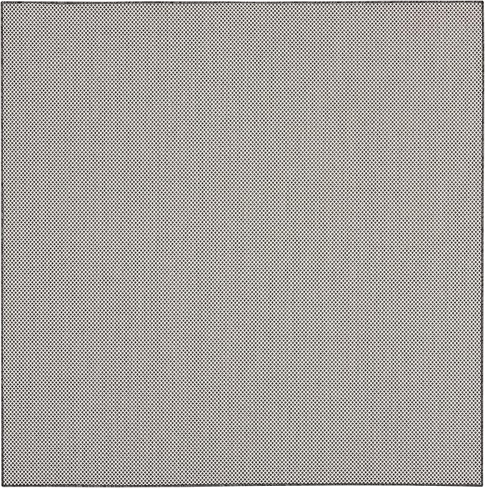 Nourison Home Courtyard Ivory Charcoal 6' x Square Area Rug - Easy Clean, Non Shedding, Bed Room, Living Room, Dining Room, Kitchen (6' x Square)