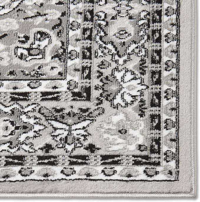 Home Dynamix Premium Sakarya Traditional Medallion Border Area Rug, Gray, 21"x35" Rectangle