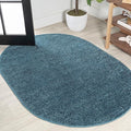Eyely UES100H-6OV Supersoft Haze Solid Low-Pile Indoor Area Rug, Coastal, Bohemian, Minimalist, Classic, Casual for Bedroom,Kitchen,Living Room,Non Shedding,Easy-Washing, Blue, 6 X 9 Oval