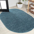 Eyely UES100H-3OV Supersoft Haze Solid Low-Pile Indoor Area Rug Casual;Contemporary;Solid;Traditional, Bedroom, Kitchen, Living Room, Easy-Cleaning, Non-Shedding, 3 X 5 Oval, Turquoise