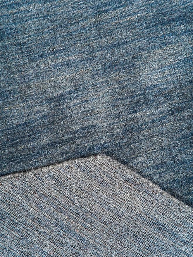 Hand Knotted Loom Wool ECO-Friendly Area Rugs - 8'x8', Octagon, Blue Color, Solid Plain Design, High Pile Thick Handmade Anti Skid Area Rugs for Living Room, Bed Room (L00111)