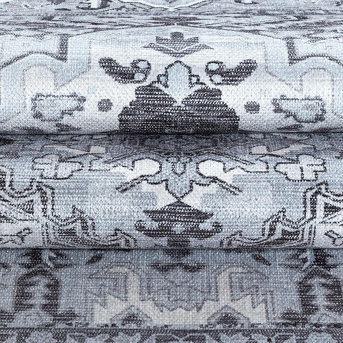 Washable Area Rug. Modern Farmhouse. Vintage. Turkish. Bohemian. Distressed. Oriental. Traditional. Rugs for Living Room. Dining. Bedroom. Office. Entryway. Foyer. (861GG, 9' x 12')