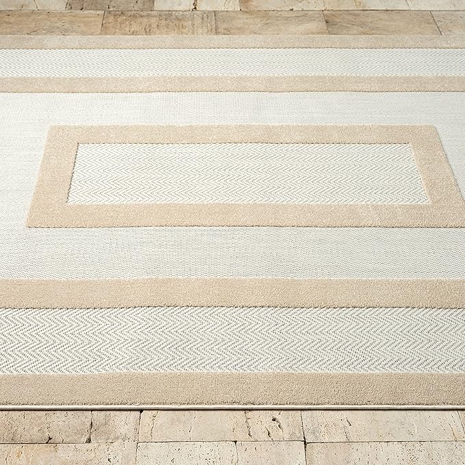 Abani Area Rugs - Modern Minimalist Pattern - Cream Rug for Living Room, Bedroom, Dining Room - Indoor/Outdoor - Easy to Clean - Non-Shedding - 4' x 6'