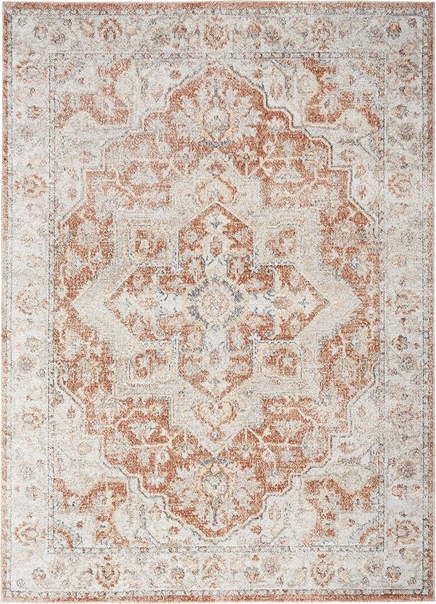 Nourison Home Astra Machine Washable Gold Multicolor 5'3" x 7' Area Rug - Easy Clean, Non Shedding, Bed Room, Living Room, Dining Room, Kitchen (5' x 7')