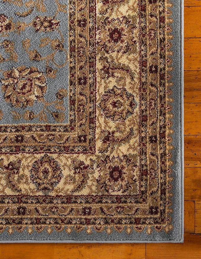 Unique Loom Voyage Collection Traditional Oriental Classic Intricate Design Area Rug (2' 2 x 6' 0 Runner, Light Blue/Gold)