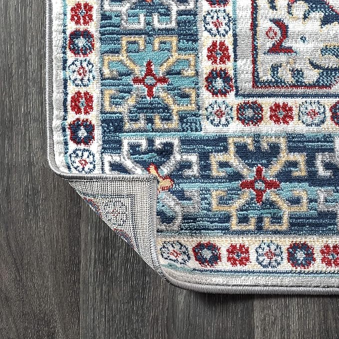 JONATHAN Y Modern Vintage Medallion Blue/Light Grey Indoor Area Rug, 8x10, Country, Floral, Easy-Cleaning for Living Room, Bedroom, Kitchen, Pet Friendly, Non-Shedding (MDP108A-8)