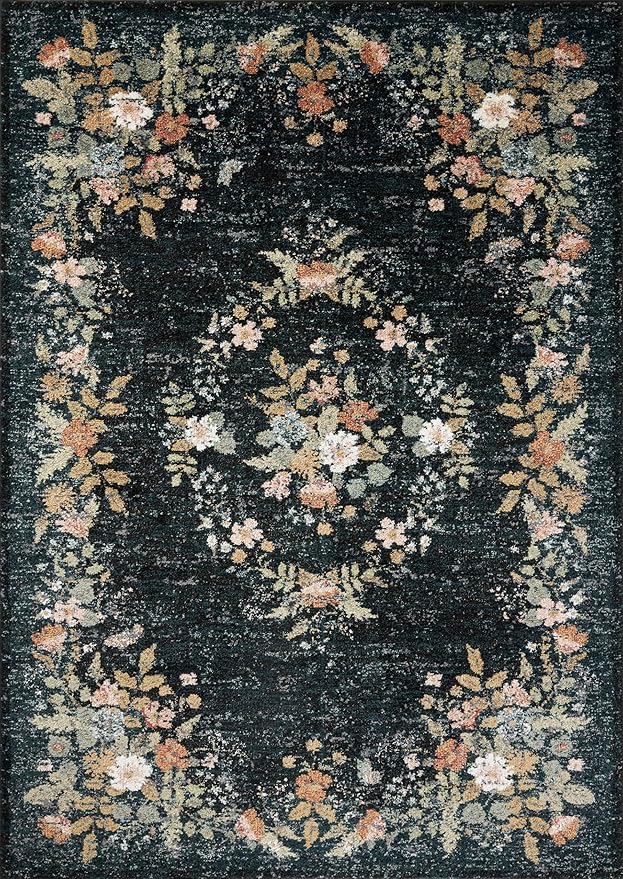 Loloi Rifle Paper Co. Laurel Collection LAU-01 Dark Navy 2'-8" x 8' Runner Rug