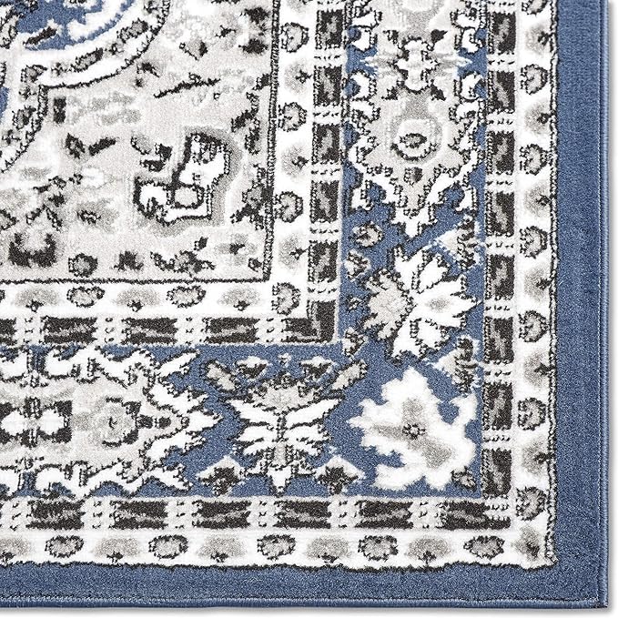 Home Dynamix Premium Sakarya Traditional Medallion Border Area Rug, Midnight Blue, 9'2"x12'5" Rectangle