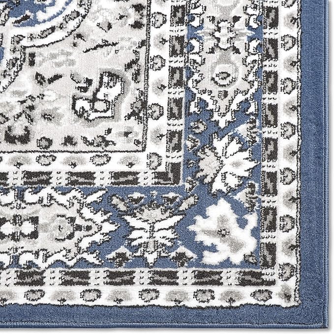 Home Dynamix Premium Sakarya Traditional Medallion Border Area Rug, Midnight Blue, 21"x35" Rectangle