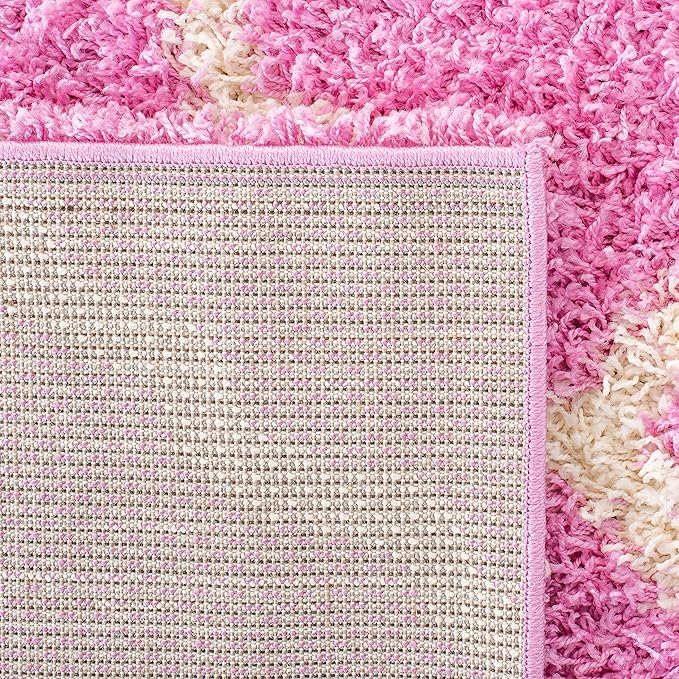 SAFAVIEH Dallas Shag Collection Area Rug - 8'6" x 12', Pink & Ivory, Trellis Design, Non-Shedding & Easy Care, 1.5-inch Thick Ideal for High Traffic Areas in Living Room, Bedroom (SGD257I)