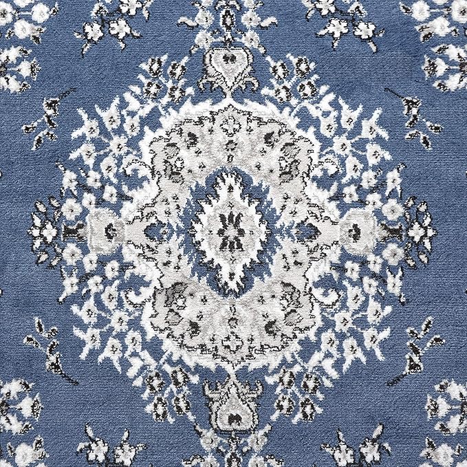Home Dynamix Premium Sakarya Traditional Medallion Border Area Rug, Midnight Blue, 21"x35" Rectangle