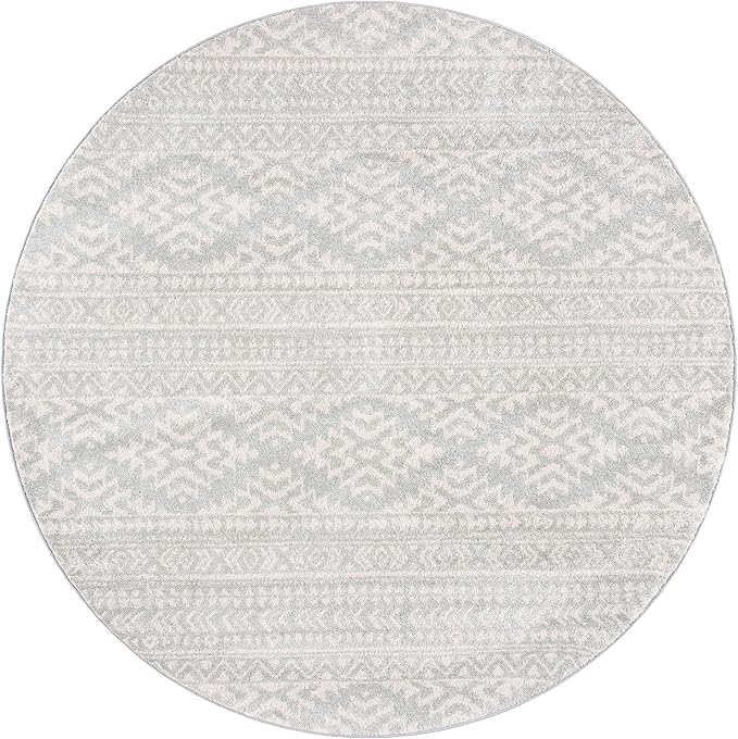 SAFAVIEH Tulum Collection Area Rug - 12' Round, Light Grey & Ivory, Moroccan Boho Tribal Design, Non-Shedding & Easy to Clean, Ideal for Living Room, Bedroom, Dining Space (TUL272F)