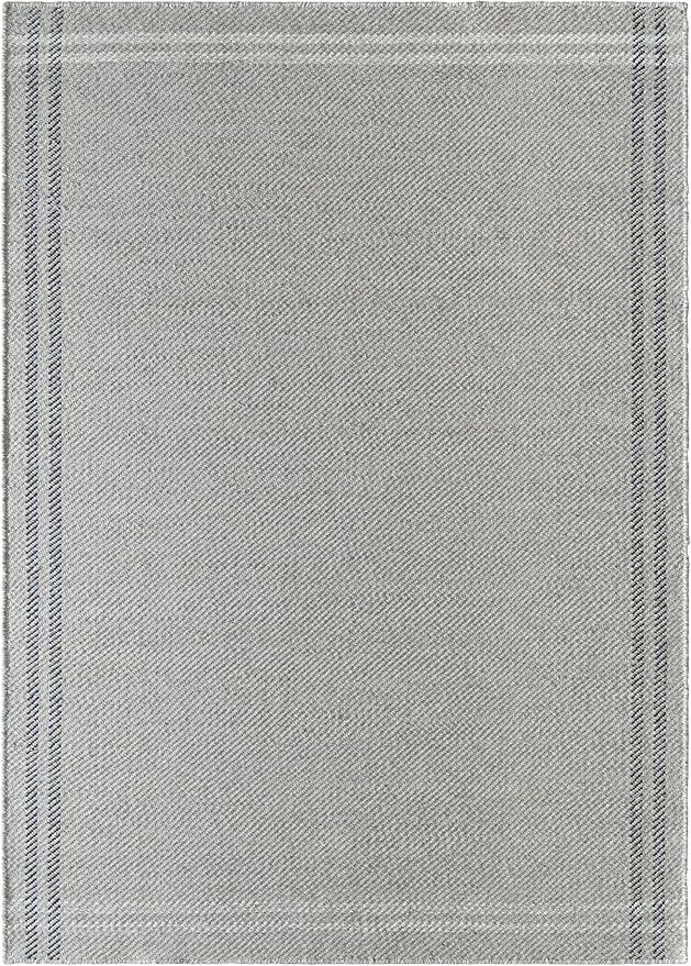 Mark&Day Wool Rugs, 2x8 Janmichael Solid and Border Gray/Black Runner Area Rug, Grey Ivory Black Carpet for Hallway, Kitchen, Bedroom or Living Room (2'6" x 8' Runner)