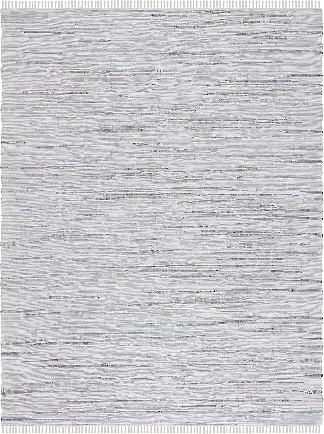 SAFAVIEH Rag Rug Collection X-Large Area Rug - 12' x 18', Grey, Handmade Boho Stripe Cotton, Ideal for High Traffic Areas in Living Room, Bedroom (RAR121A)