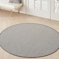 Nourison Home Courtyard Ivory Charcoal 5' x Round Area Rug - Easy Clean, Non Shedding, Bed Room, Living Room, Dining Room, Kitchen (5' x Round)