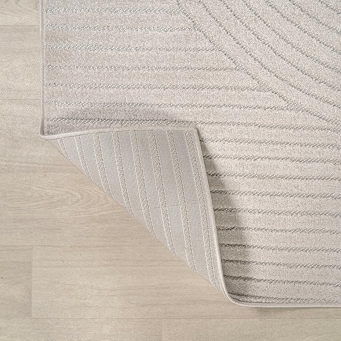 JONATHAN Y Hallie High-Low Curve Ivory/Cream 6x6 Square Indoor/Outdoor Area Rug, Minimalist, Pet Friendly, Non-Shedding, Stain Resistant, Hose-Washable for Backyard, Patio, Porch (SCN100B-6SQ)
