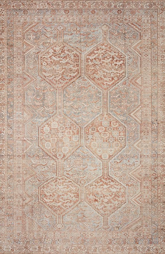 Loloi Chris Loves Julia Jules Collection JUL-04 Tangerine/Mist 7'-6'' x 9'-6'', .13" Pile Height, Area Rug