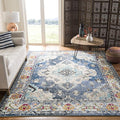 SAFAVIEH Monaco Collection Area Rug - 8' x 10', Navy & Light Blue, Boho Chic Medallion Distressed Design, Non-Shedding & Easy Care, Ideal for High Traffic Areas in Living Room, Bedroom (MNC243N)