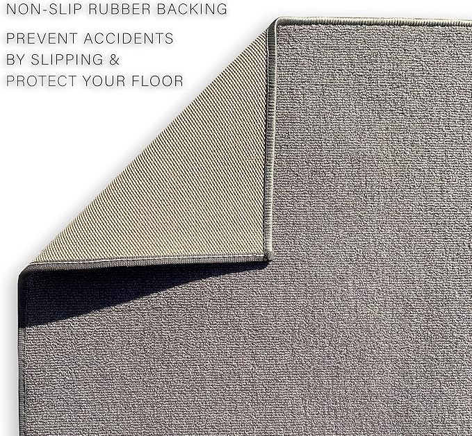 Custom Made Runner Rug Low Pile with Rubber Backing for Kitchen Foyer Hallway Entry Choose Your Length Size 26 Inch Wide Solid and Plain Grey Color (22 feet x 26 inch)
