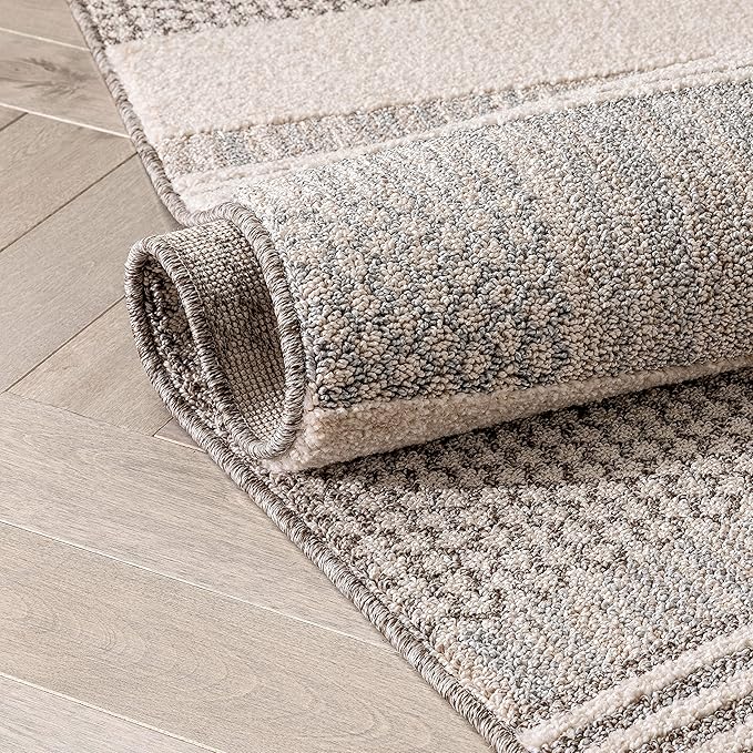 Well Woven Harlow Collection Briar Beige - Modern Tribal Minimalist Geometric 3x10 Runner Rug - Ideal for Hallway & Bedroom - Durable, Stain Resistant & Easy to Clean
