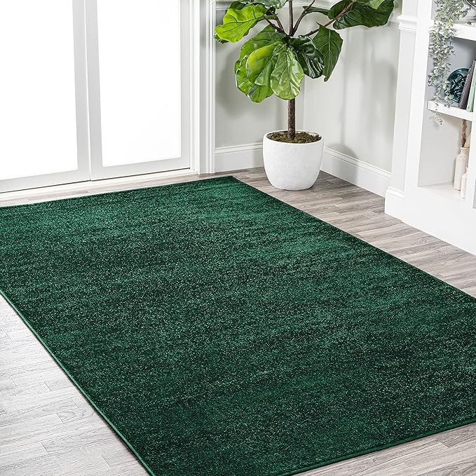 JONATHAN Y Haze Solid Low-Pile Emerald Indoor Area Rug 10x14, Coastal,Bohemian,Minimalist,Classic, Easy-Cleaning for Living Room,Bedroom,Kitchen,Pet Friendly,Non-Shedding (SEU100L-14)