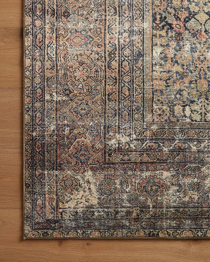 Loloi Amber Lewis Morgan Collection MOG-03 Denim/Multi 5'-0" x 7'-0" 38" Thick Area Rug feat. CloudPile, Neutral, Room Décor, Vintage Inspired, Livingroom, Bedroom, Dining Area