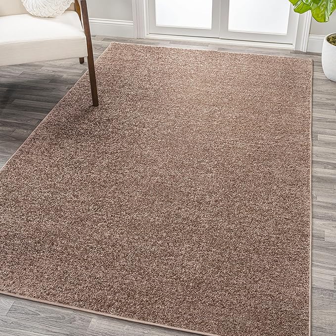 Eyely UES100J-9 Supersoft Haze Solid Low-Pile Indoor Area Rug Casual;Contemporary;Solid;Traditional, Bedroom, Kitchen, Living Room, Easy-Cleaning, Non-Shedding, 9 X 12, Brown
