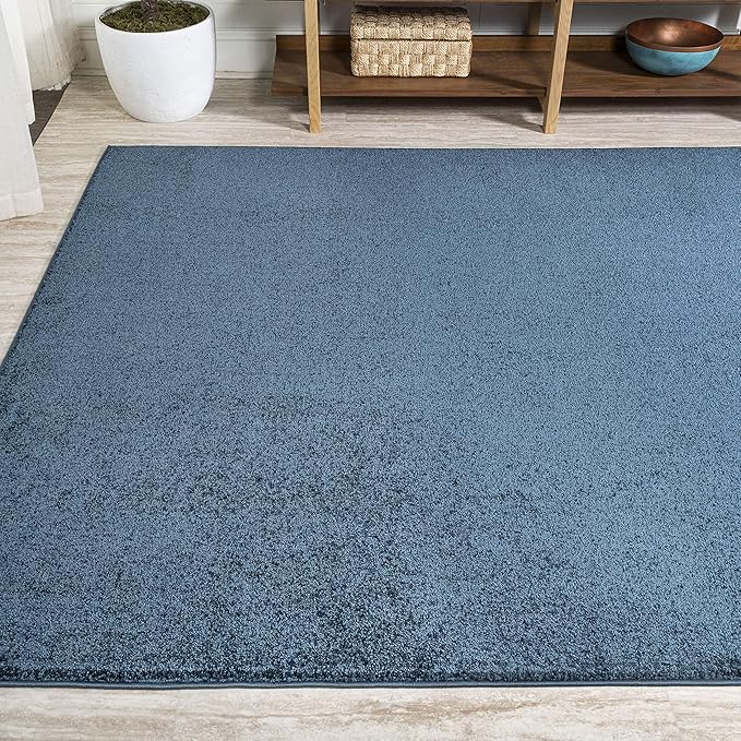Eyely UES100C-5 Supersoft Haze Solid Low-Pile Indoor Area Rug Casual;Contemporary;Solid;Traditional, Bedroom, Kitchen, Living Room, Easy-Cleaning, Non-Shedding, 5 X 8, Navy