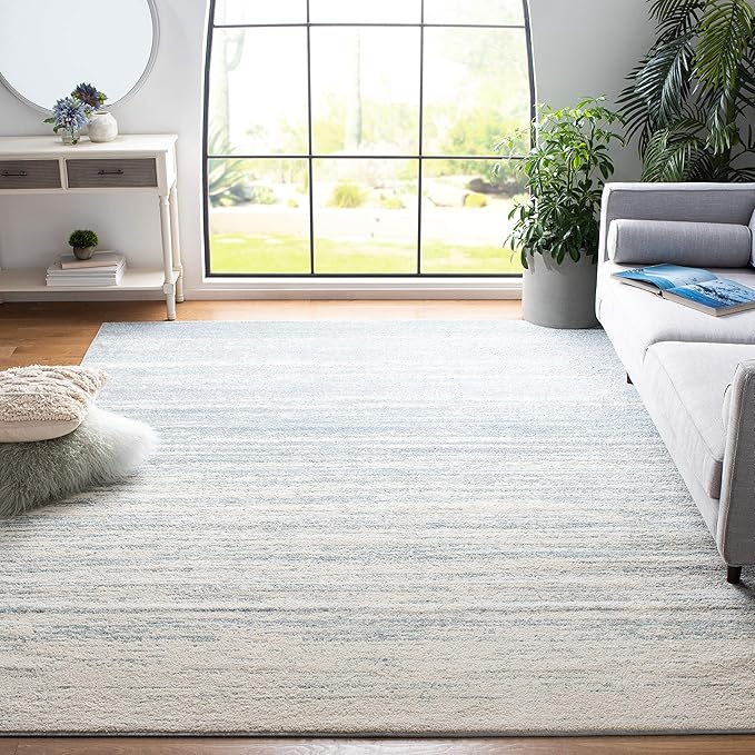 SAFAVIEH Adirondack Collection Area Rug - 7' Square, Slate & Cream, Modern Ombre Design, Non Shedding & Easy to Clean, Ideal for Living Room, Bedroom, Office, Dining Space (ADR113T)